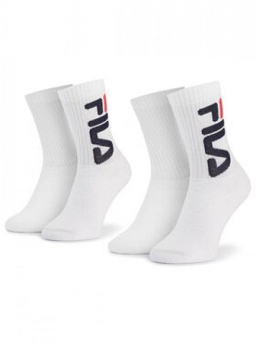 Fila Sada 2 párů vysokých ponožek unisex F9598 Bílá