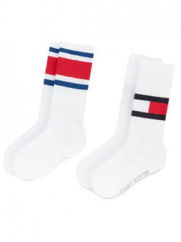 Tommy Hilfiger Sada 2 párů vysokých ponožek unisex 394020001 Bílá