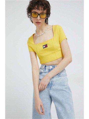 Top Tommy Jeans dámský žlutá barva