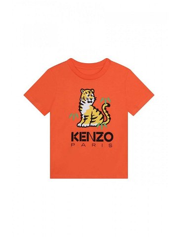 Dětské bavlněné tričko Kenzo Kids oranžová barva s potiskem