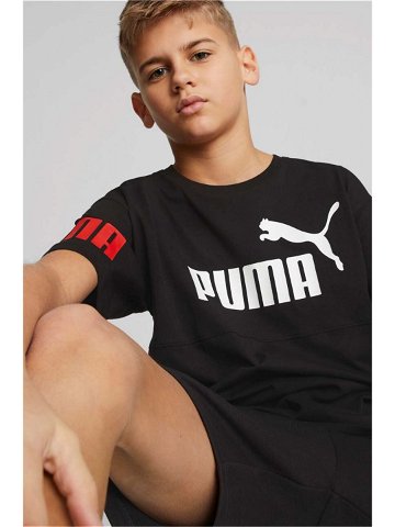 Dětské bavlněné tričko Puma PUMA POWER Tee B černá barva s potiskem