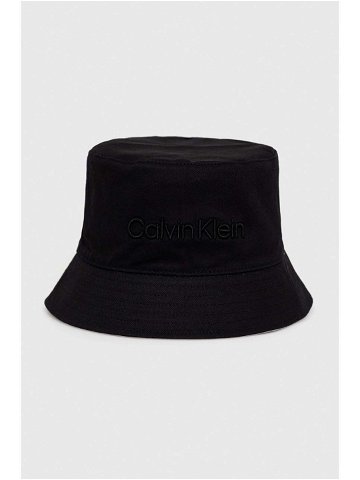 Oboustranný bavlněný klobouk Calvin Klein černá barva bavlněný K50K510338