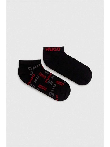 Ponožky HUGO 2-pack pánské černá barva 50491224