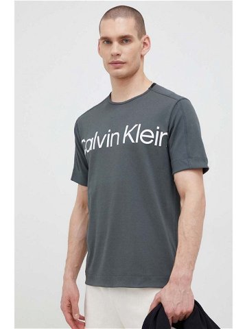 Tréninkové tričko Calvin Klein Performance Effect šedá barva s potiskem
