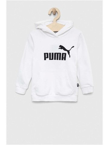 Dětská mikina Puma ESS Logo Hoodie TR G bílá barva s kapucí s potiskem