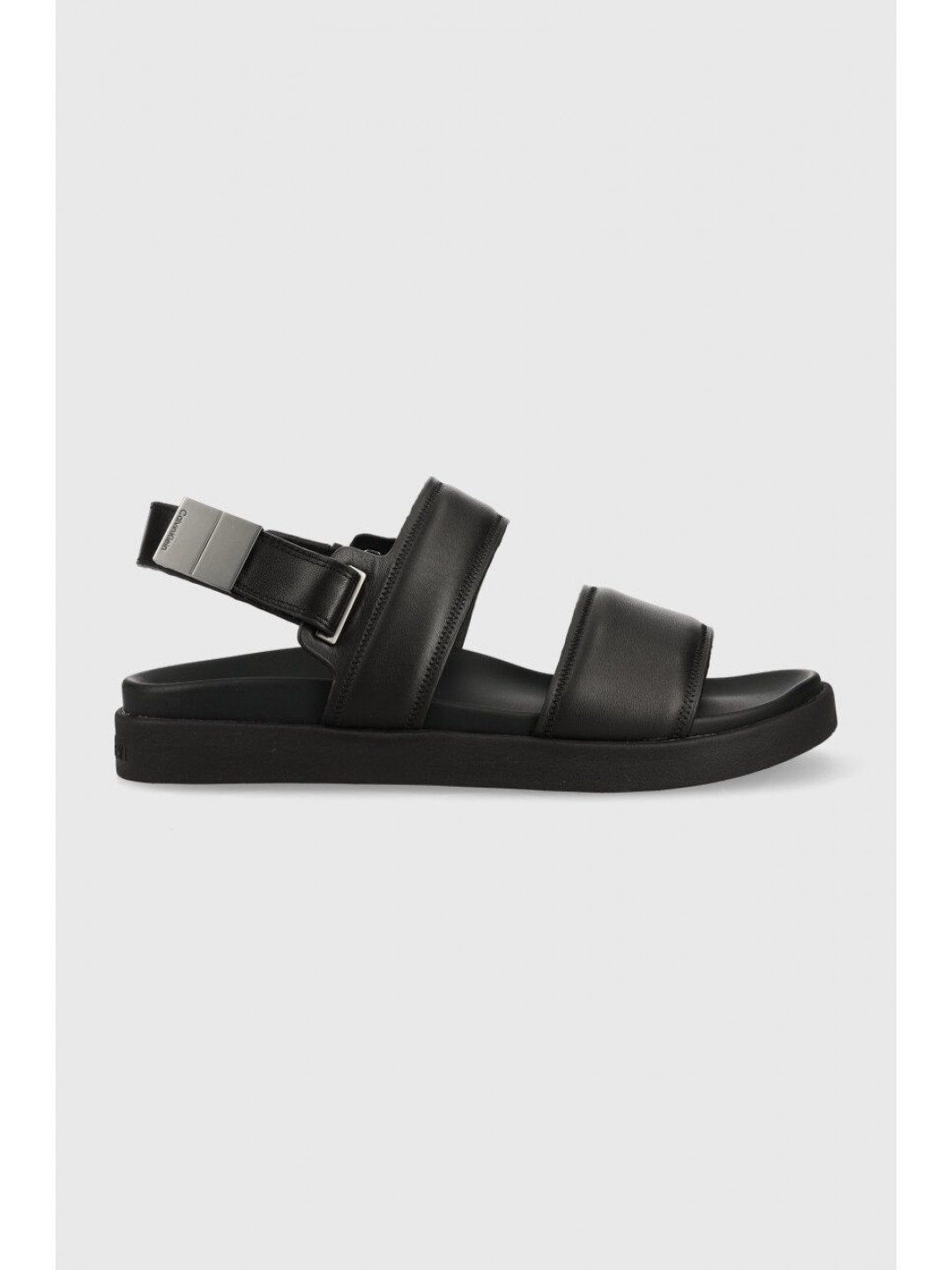 Kožené sandály Calvin Klein BACK STRAP SANDAL LTH pánské černá barva HM0HM00946