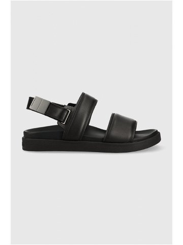 Kožené sandály Calvin Klein BACK STRAP SANDAL LTH pánské černá barva HM0HM00946