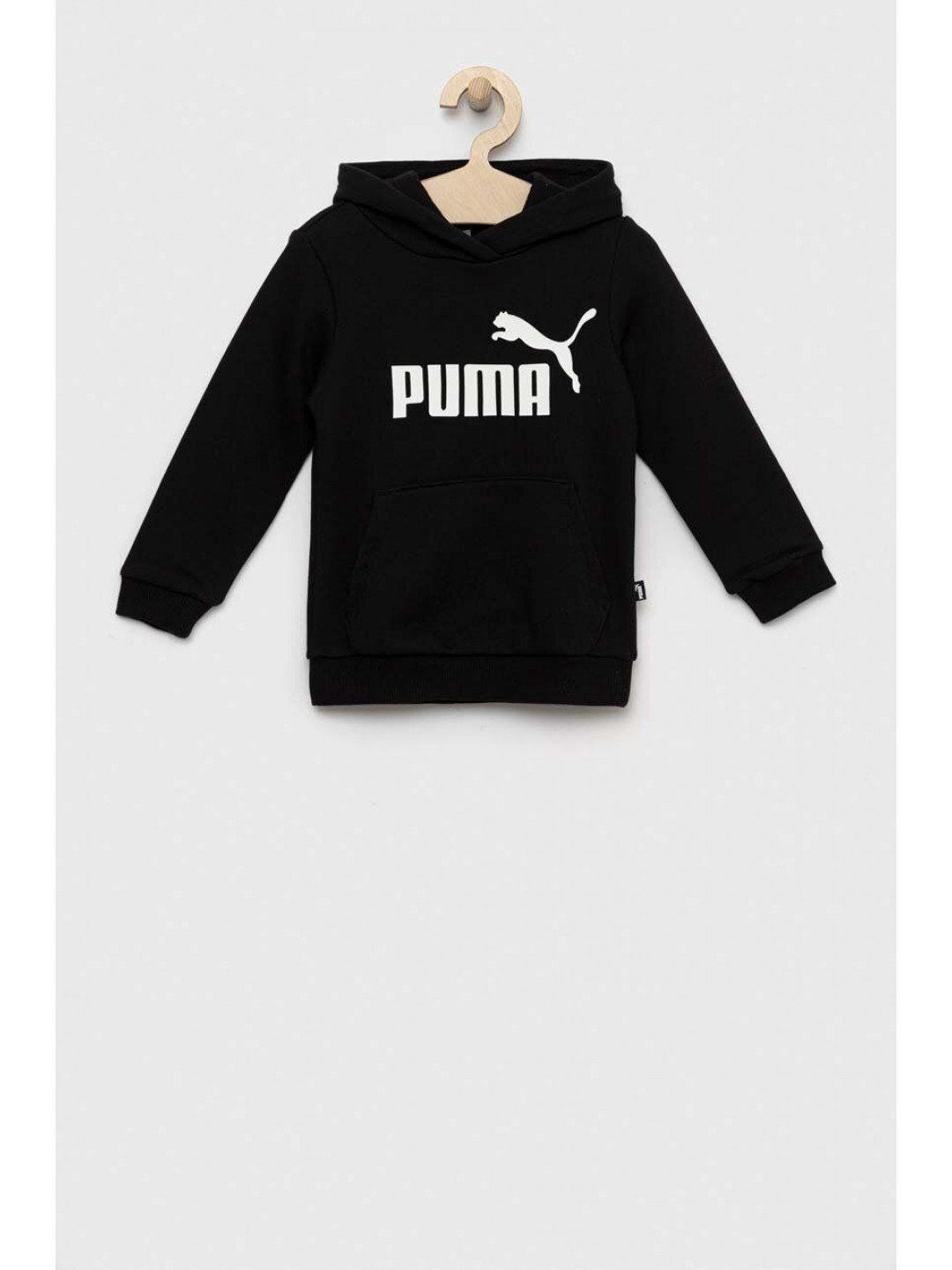 Dětská mikina Puma ESS Logo Hoodie TR G černá barva s kapucí s potiskem