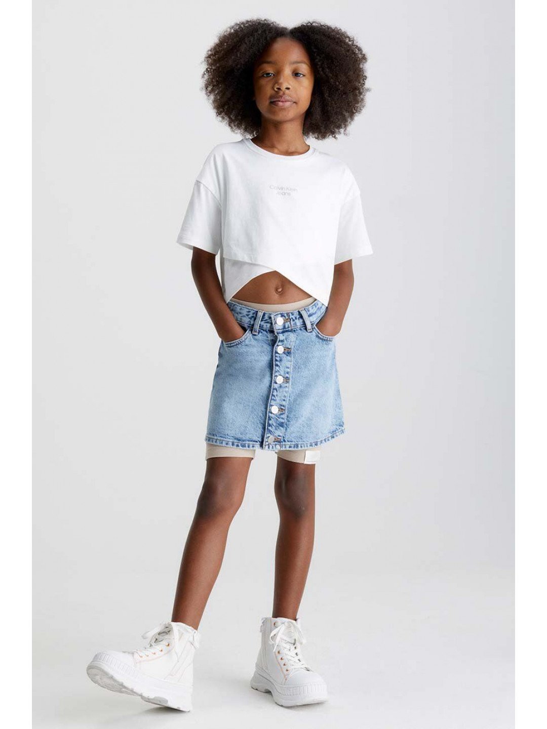 Dětská riflová sukně Calvin Klein Jeans mini