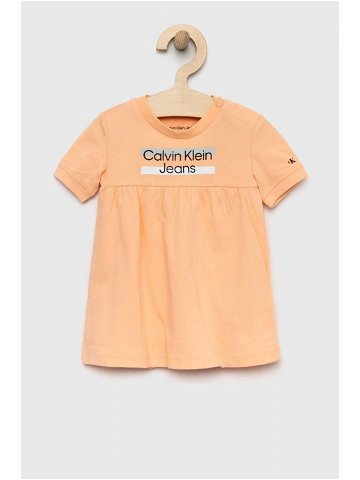 Dívčí šaty Calvin Klein Jeans oranžová barva mini