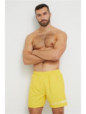 Plavkové šortky BOSS žlutá barva