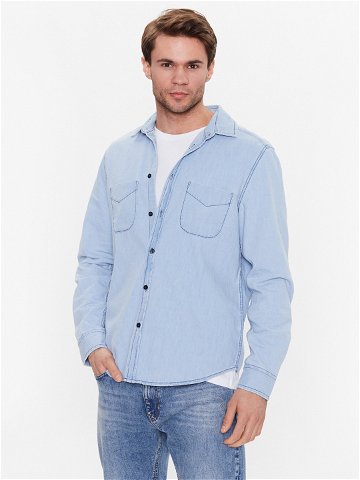 Sisley džínová košile 5FV6SQ017 Světle modrá Regular Fit