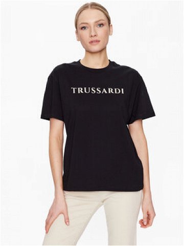 Trussardi T-Shirt Lettering Print 56T00565 Černá Regular Fit