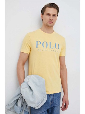 Bavlněné tričko Polo Ralph Lauren žlutá barva s potiskem