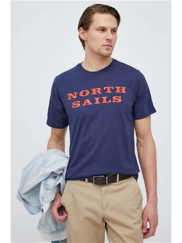 Bavlněné tričko North Sails tmavomodrá barva s potiskem