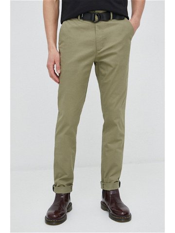 Kalhoty Calvin Klein pánské zelená barva přiléhavé K10K110979