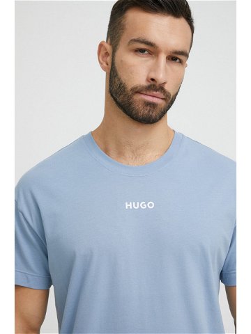 Pyžamové tričko HUGO tmavomodrá barva s potiskem 50493057