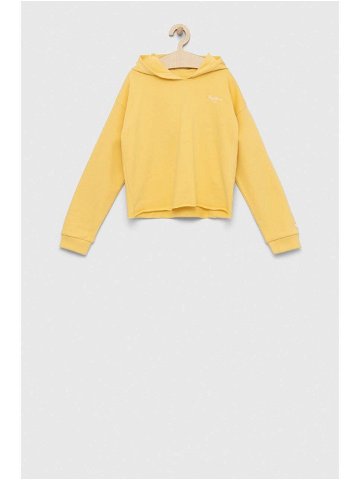 Dětská bavlněná mikina Pepe Jeans žlutá barva s kapucí s potiskem