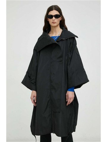 Kabát MMC STUDIO dámský černá barva přechodný oversize