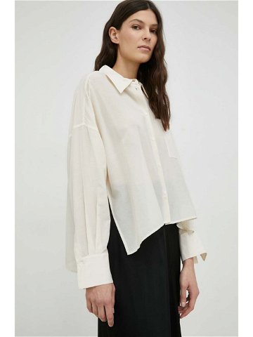 Košile Drykorn Namida dámská béžová barva relaxed s klasickým límcem