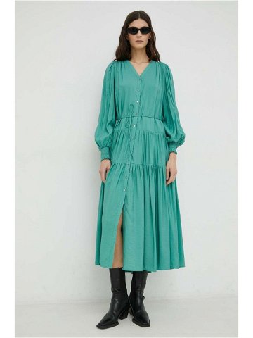 Šaty Bruuns Bazaar Rosebay Carline zelená barva midi