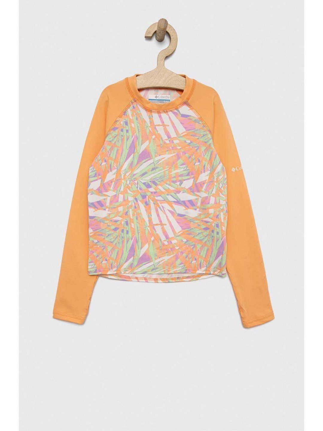 Plavecké tričko s dlouhým rukávem Columbia Sandy Shores Printed LS Sunguard oranžová barva