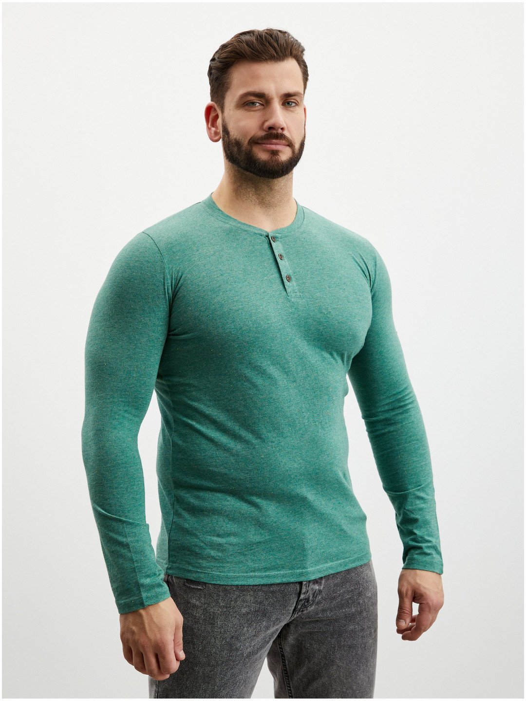Zelené pánské žíhané tričko s knoflíky ZOOT lab Diego