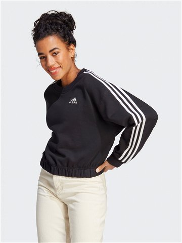 Adidas Mikina Essentials 3-Stripes Crop Sweatshirt HR4926 Černá Loose Fit