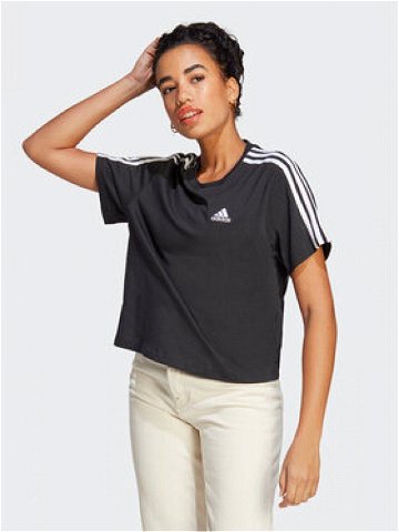 Adidas T-Shirt Essentials 3-Stripes Single Jersey Crop Top HR4913 Černá Loose Fit