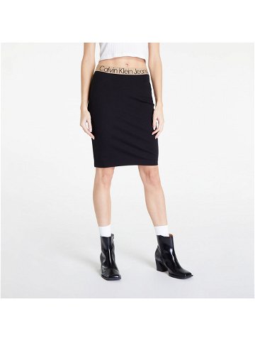 Calvin Klein Jeans Milano Jersey Logo Tape Pencil Skirt Ck Black