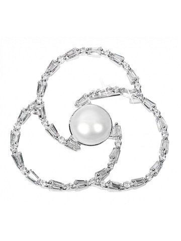 JwL Luxury Pearls Perlová brož trojlístek s krystaly JL0519