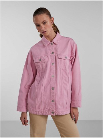 Růžová dámská oversize džínová bunda Pieces Tika