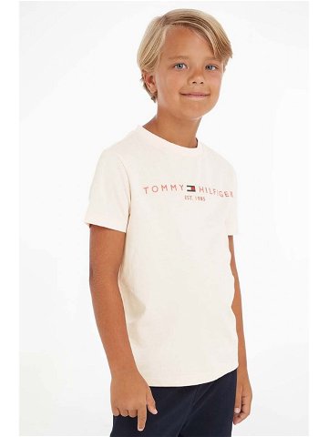 Dětské bavlněné tričko Tommy Hilfiger růžová barva s potiskem