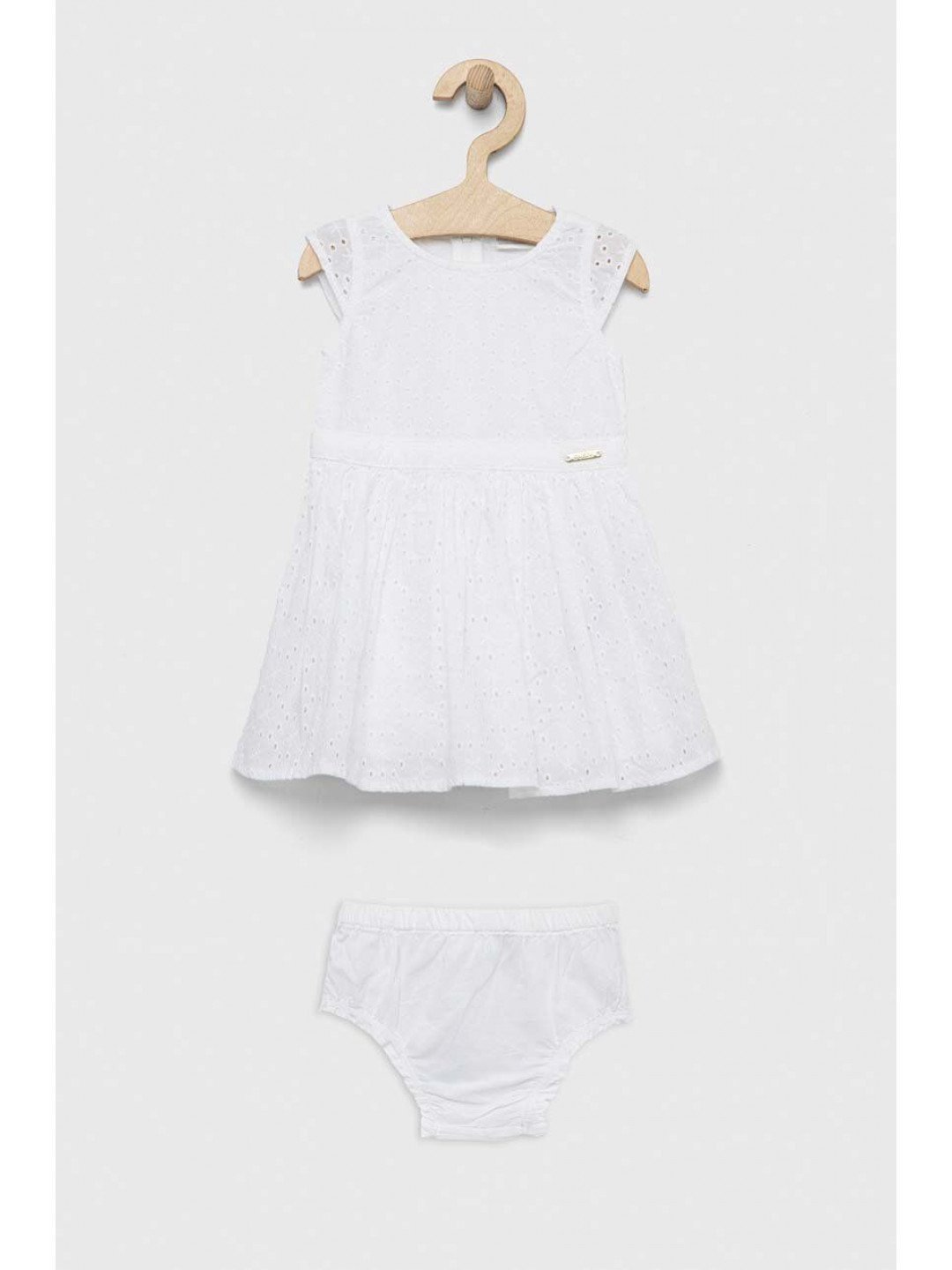 Dětské bavlněné šaty Guess bílá barva mini