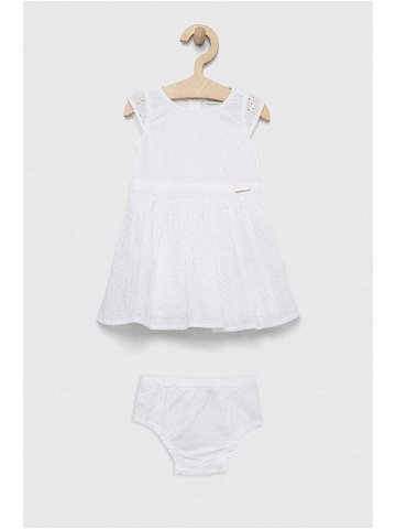 Dětské bavlněné šaty Guess bílá barva mini