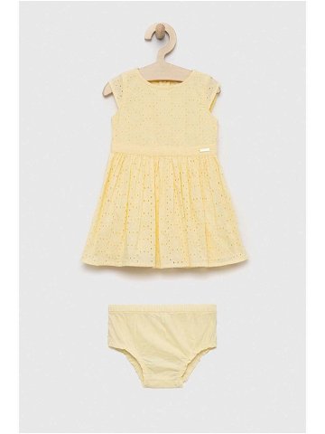 Dětské bavlněné šaty Guess žlutá barva mini