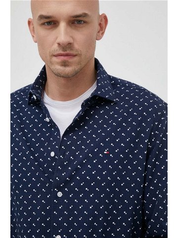 Košile Tommy Hilfiger tmavomodrá barva regular s italským límcem