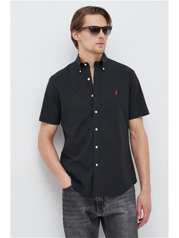 Košile Polo Ralph Lauren pánská černá barva regular s límečkem button-down