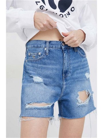 Džínové šortky Calvin Klein Jeans dámské hladké high waist