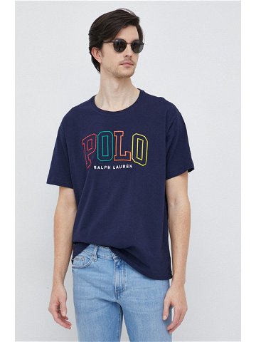 Bavlněné tričko Polo Ralph Lauren tmavomodrá barva s aplikací