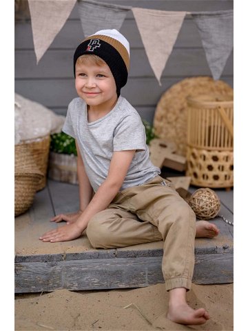 Dětská bavlněná čepice Jamiks LEIF černá barva z tenké pleteniny