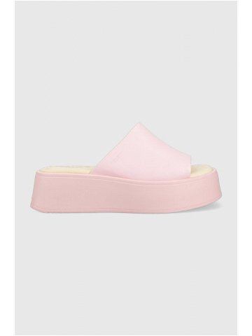 Kožené pantofle Vagabond Shoemakers COURTNEY dámské růžová barva na platformě 5334 601 45
