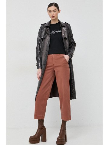 Kalhoty Spanx dámské hnědá barva jednoduché high waist