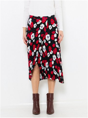 Červeno-černá květovaná midi sukně CAMAIEU