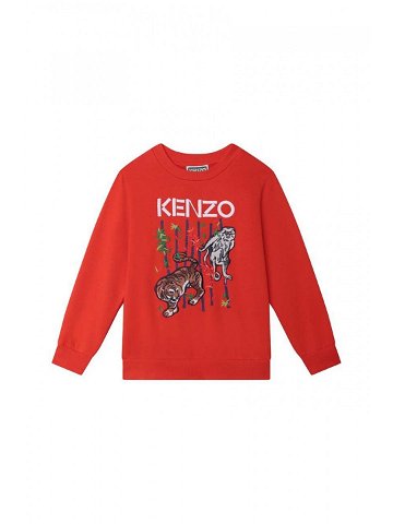 Dětská bavlněná mikina Kenzo Kids červená barva s potiskem