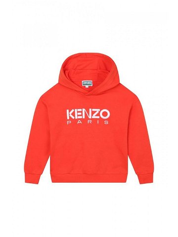 Dětská bavlněná mikina Kenzo Kids červená barva s kapucí s potiskem