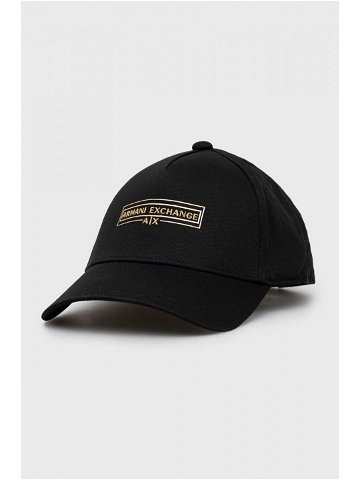Bavlněná baseballová čepice Armani Exchange černá barva s aplikací