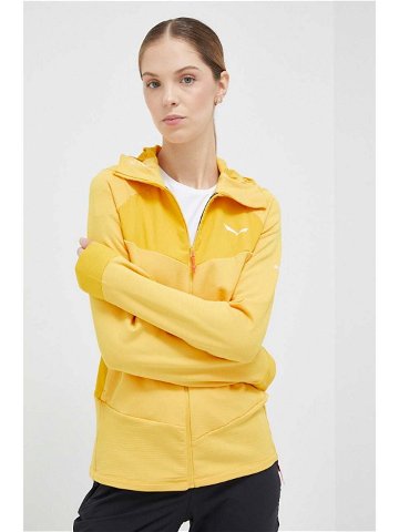 Sportovní mikina Salewa Agner žlutá barva s kapucí