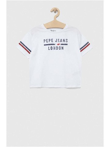 Dětské bavlněné tričko Pepe Jeans bílá barva s potiskem