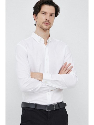 Košile BOSS bílá barva regular s límečkem button-down